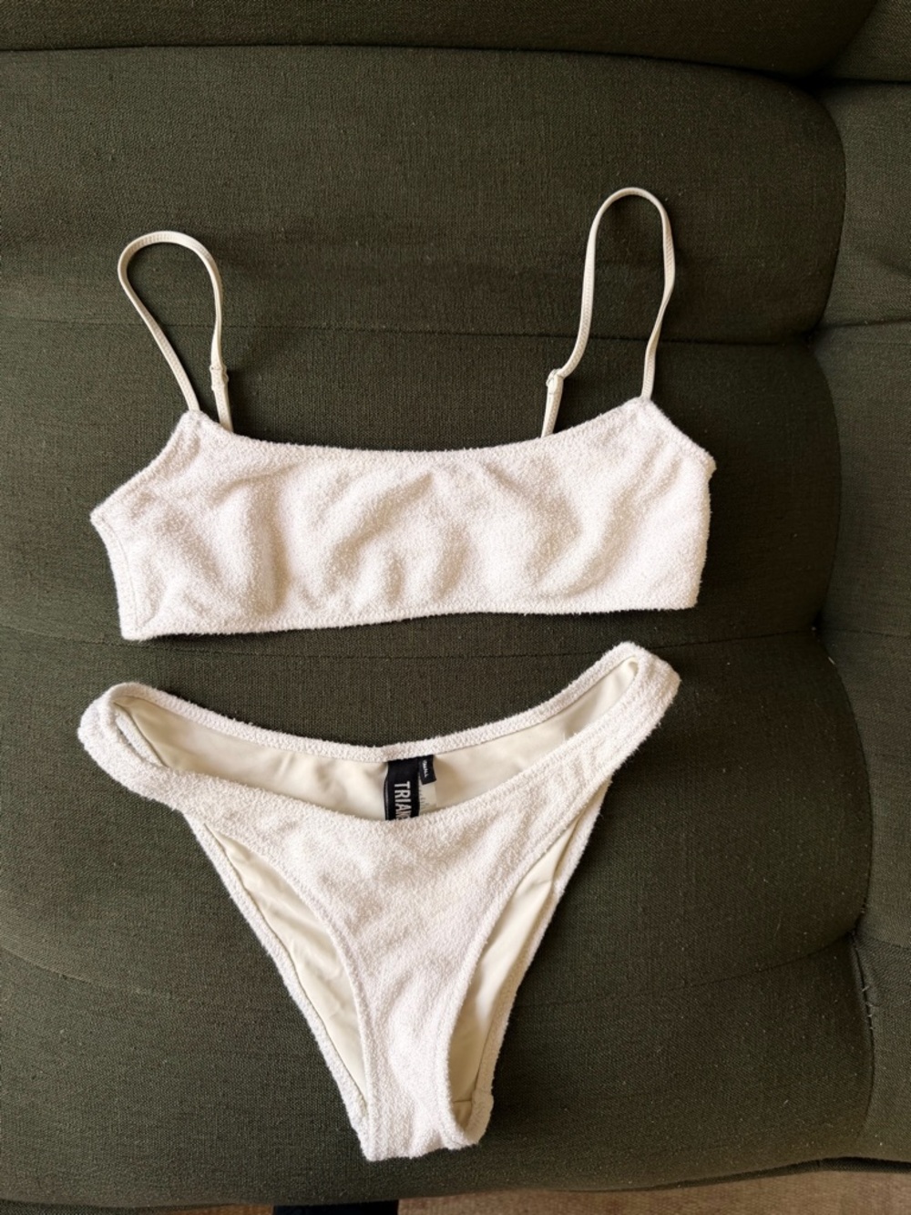 Triangl swimwear White Terry Cloth Bikini Set XS
